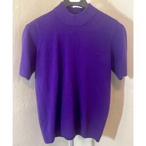 VTG Appleseed’s Y2K Vibrant Purple Mock Neck Short Sleeve Sweater